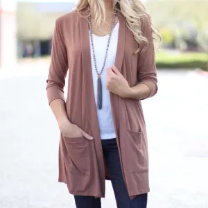 3/4 Sleeve Lightweight Pocket Cardigan