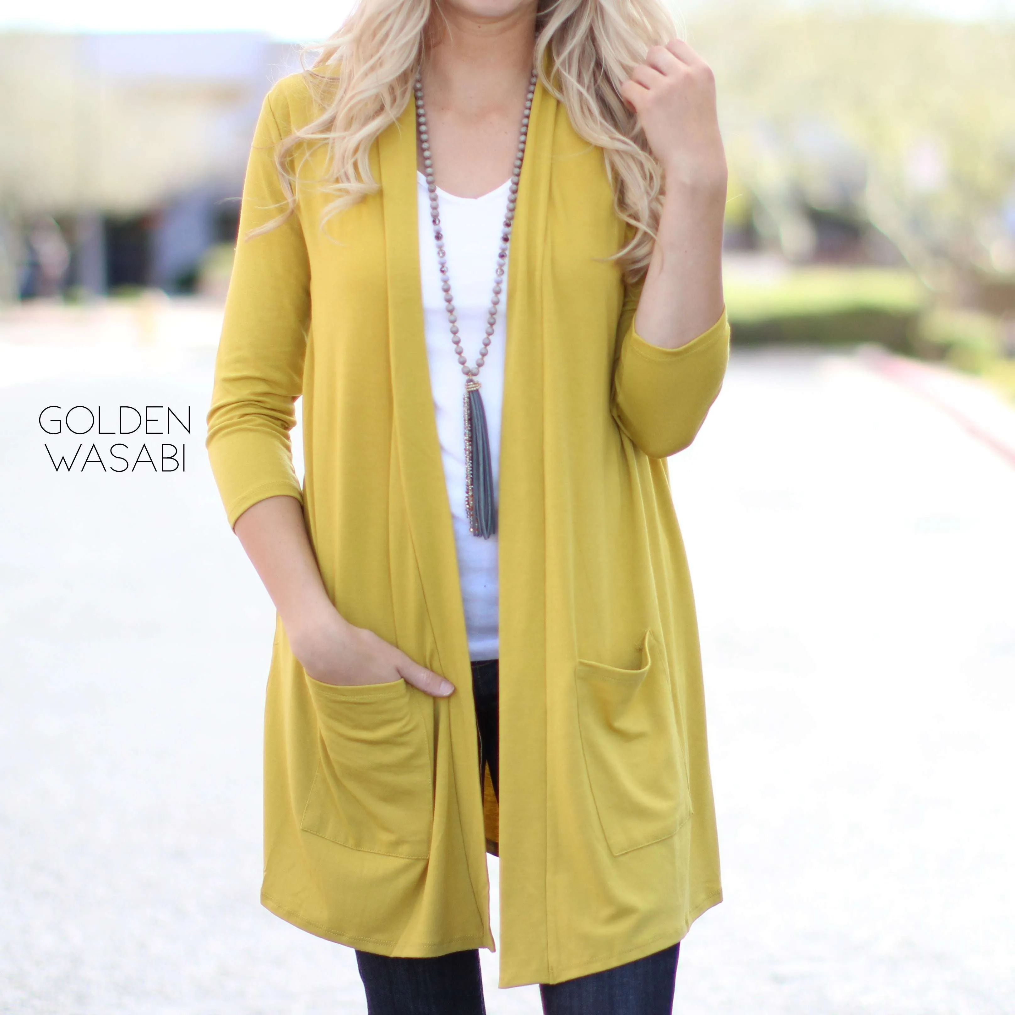 3/4 Sleeve Lightweight Pocket Cardigan