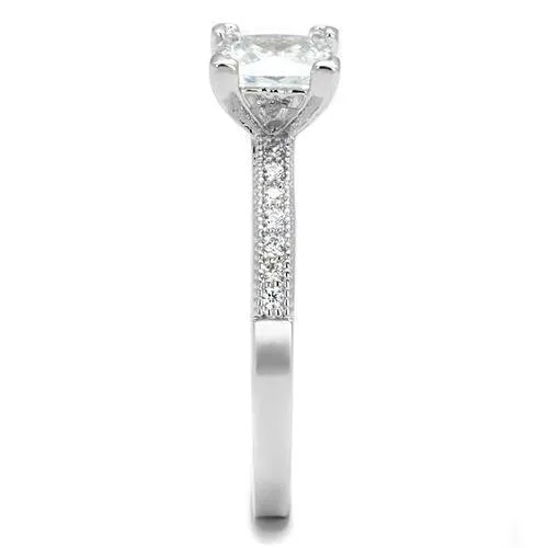 3W1209 - Brass Ring Rhodium Women AAA Grade CZ Clear