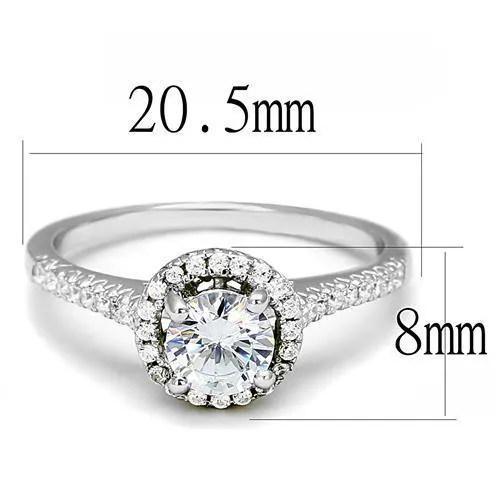 3W1386 - 925 Sterling Silver Ring Rhodium Women AAA Grade CZ Clear