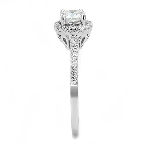 3W1386 - 925 Sterling Silver Ring Rhodium Women AAA Grade CZ Clear