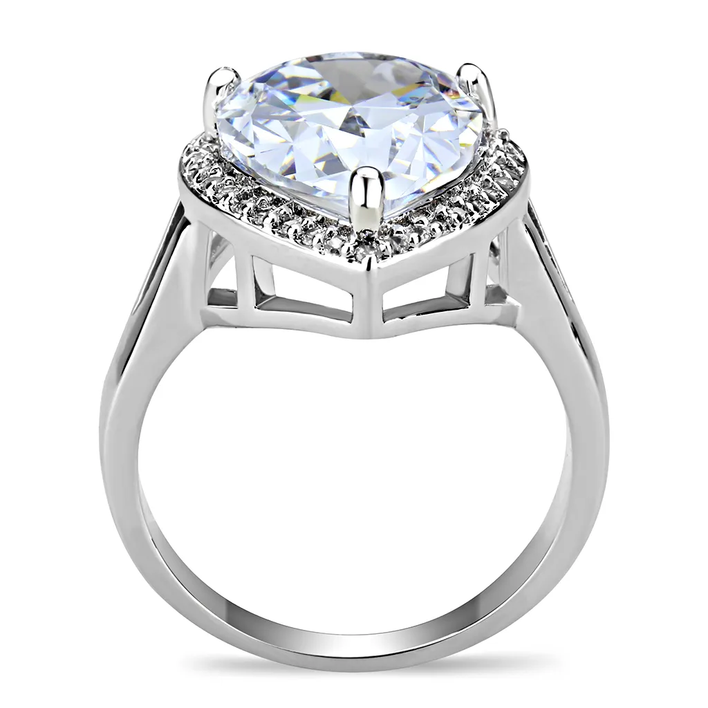 3W1469 - Brass Ring Rhodium Women AAA Grade CZ Clear