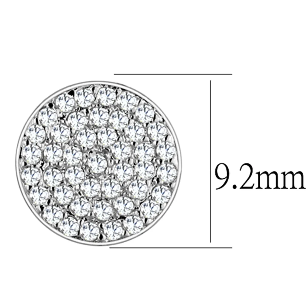 3W693 - Brass Earrings Rhodium Women AAA Grade CZ Clear