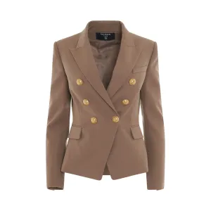 6 Button Grain De Poudre Jacket in Sand