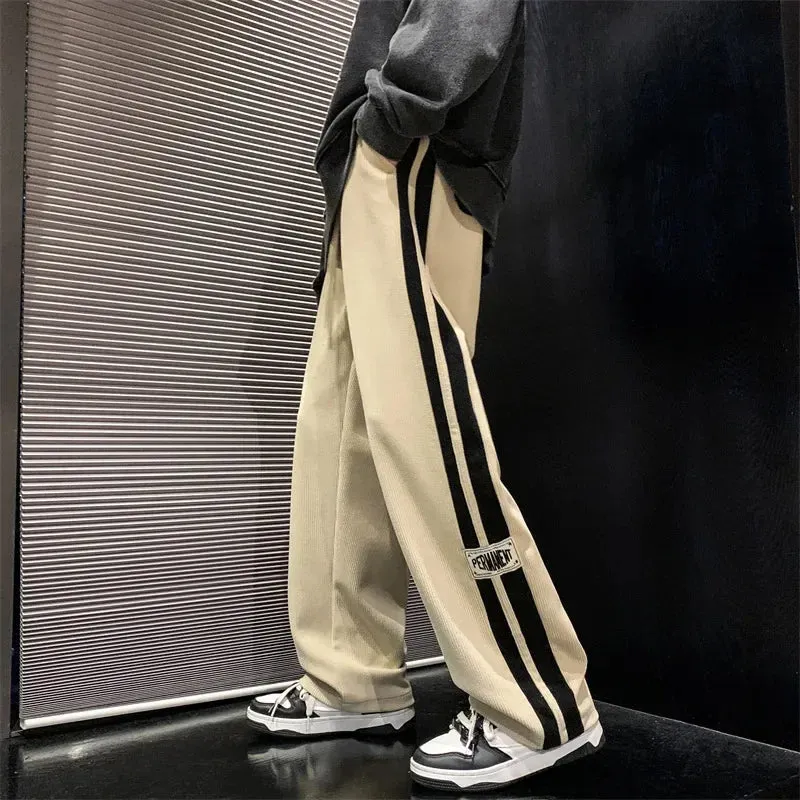 Aidase Spring Autumn Men Corduroy Pants American Retro Casual Long Pants Straight Crotch Loose Style Trendy Wide Leg Pants