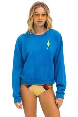 AVIATOR NATION BOLT STITCH RELAXED CREW SWEATSHIRT - OCEAN // NEON YELLOW