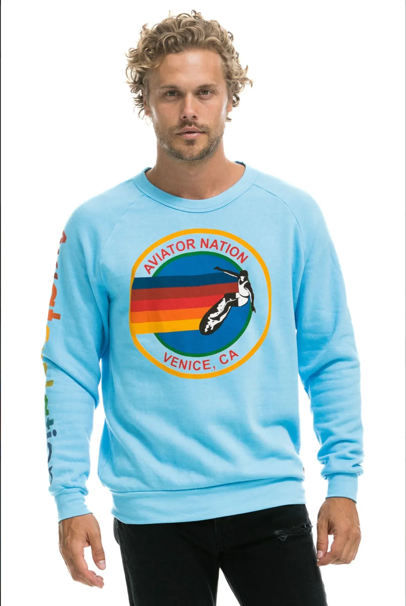 AVIATOR NATION UNISEX CREW SWEATSHIRT - SKY