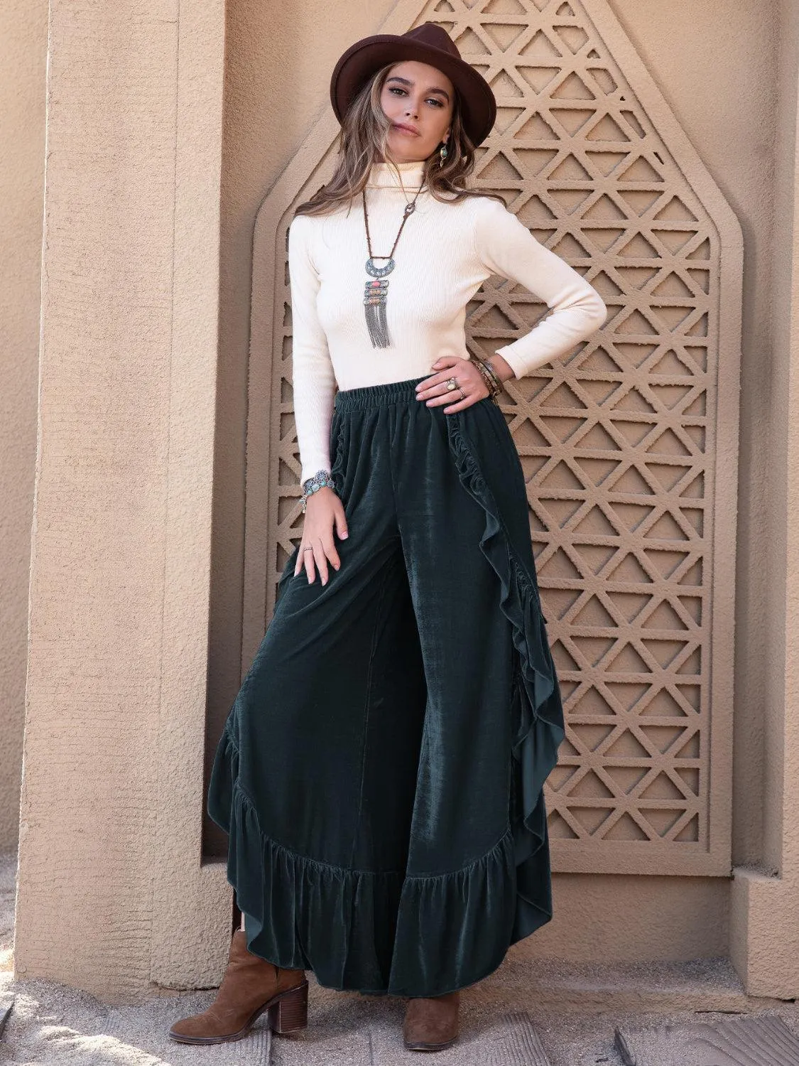 Awesome Slit Ruffle Palazzo Pants