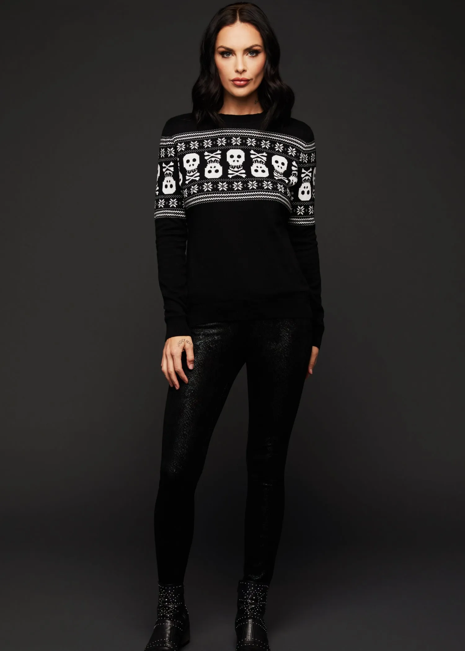 Bad To the Bone Ugly Christmas Skull Jumper