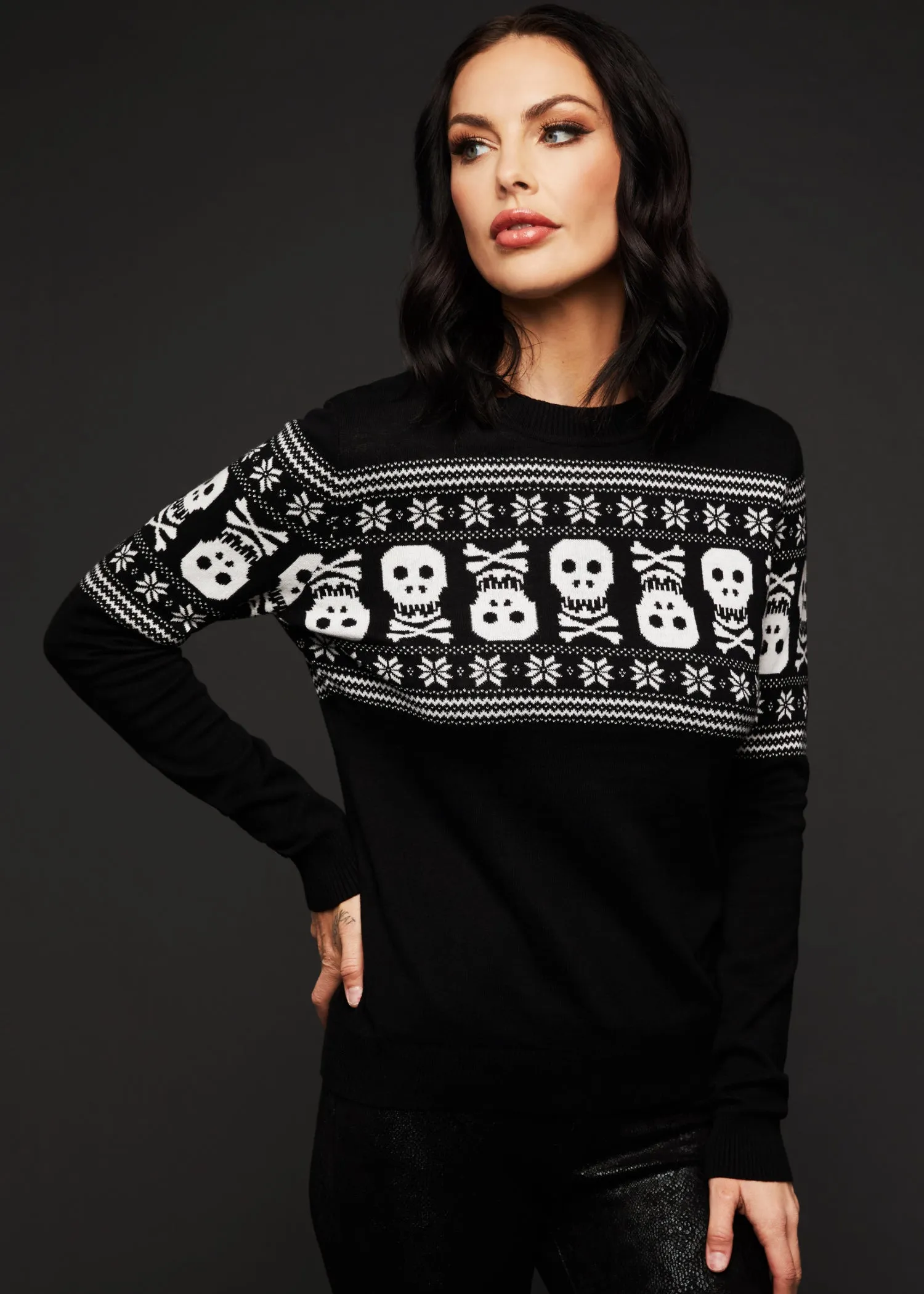 Bad To the Bone Ugly Christmas Skull Jumper
