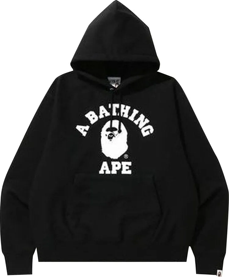 BAPE Relaxed Classic College Pullover Hoodie Black, black