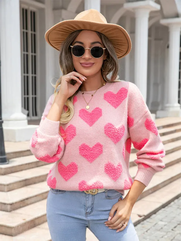 Big Heart Round Neck Pullover