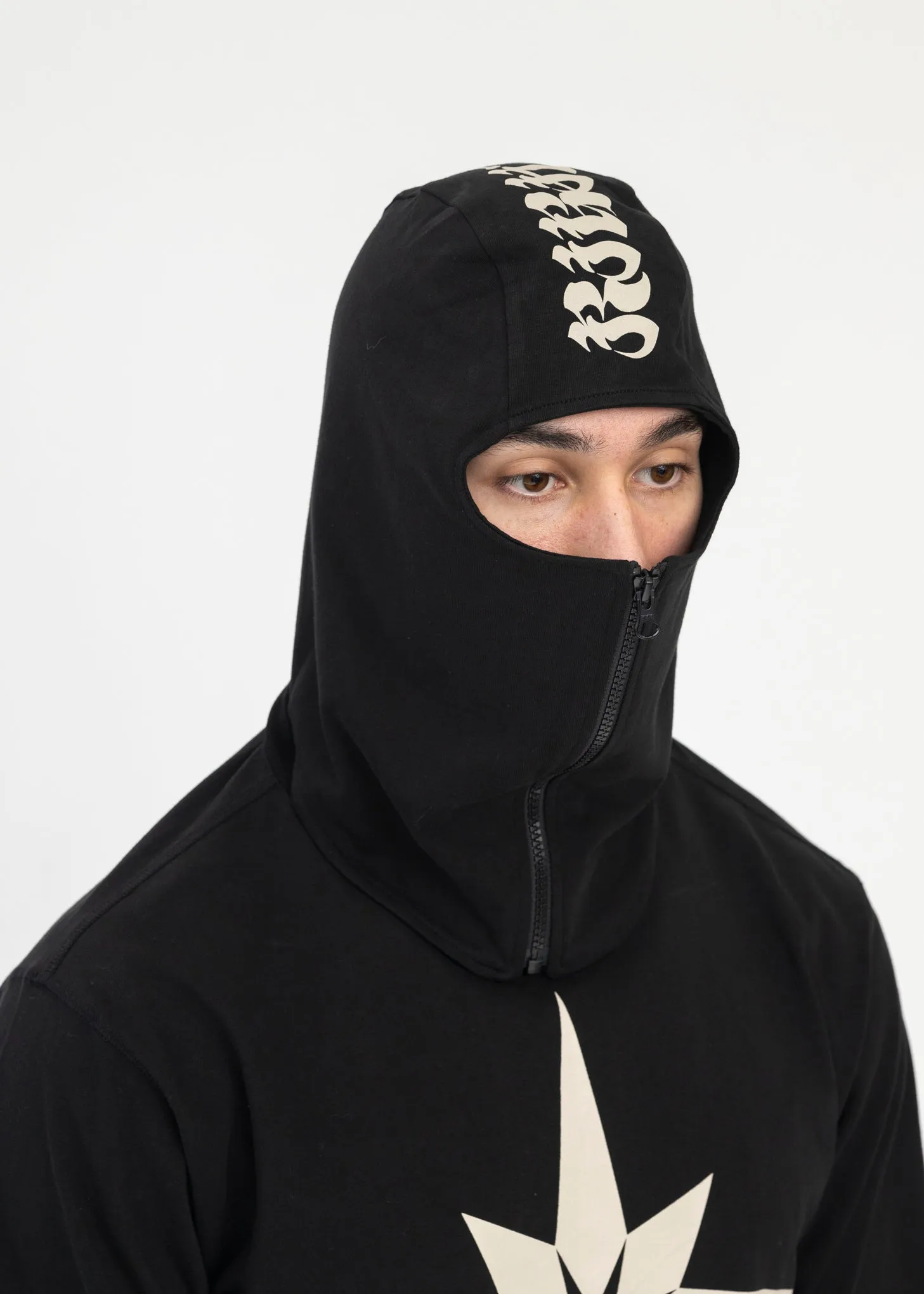 BLACK ORIGAMI PRINT MASK LS T-SHIRT
