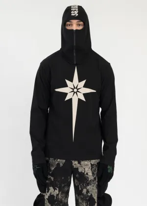 BLACK ORIGAMI PRINT MASK LS T-SHIRT