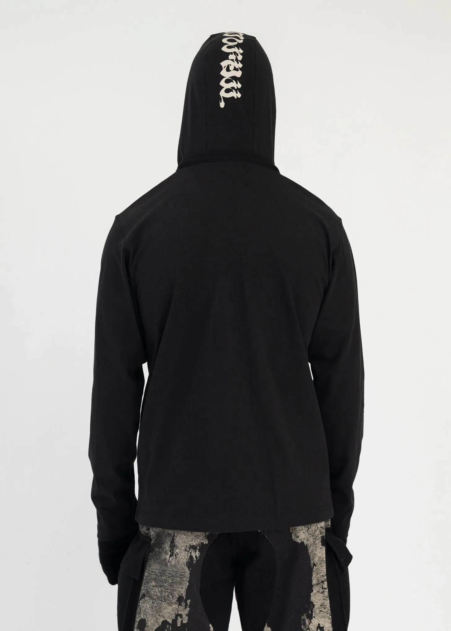 BLACK ORIGAMI PRINT MASK LS T-SHIRT