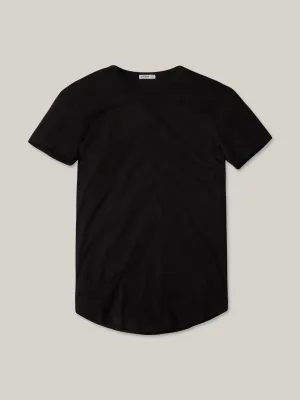 Black Slub Curved Hem Tee