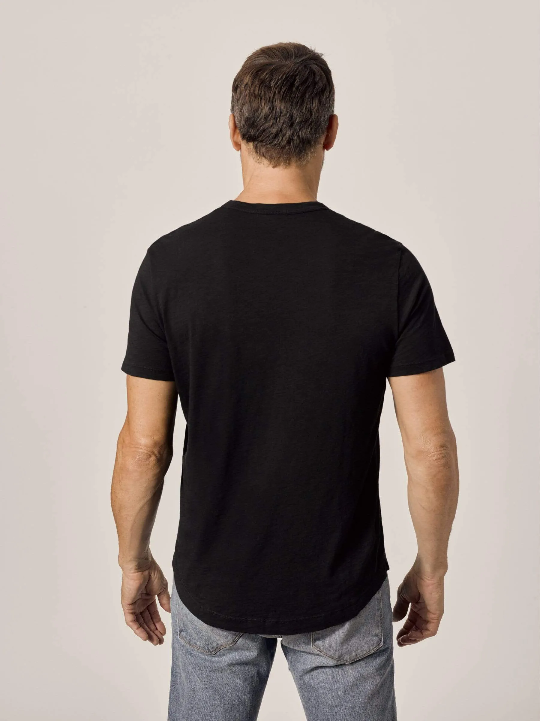 Black Slub Curved Hem Tee