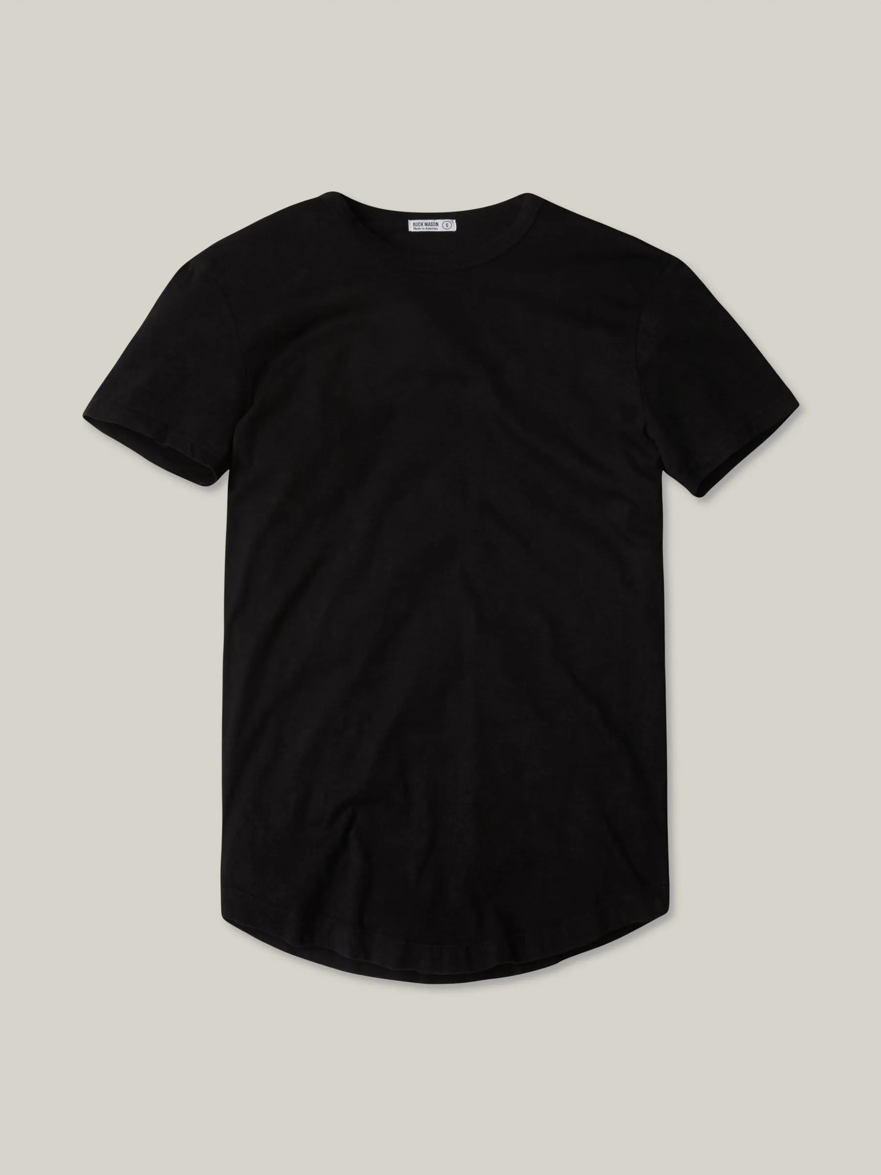 Black Slub Curved Hem Tee