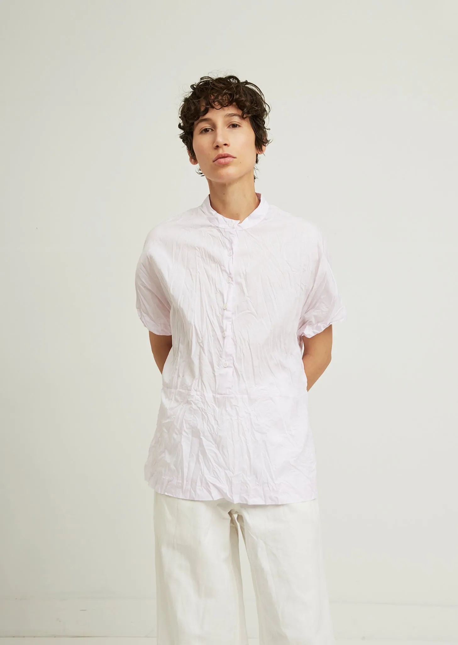 Boxit Button Short Sleeve Blouse