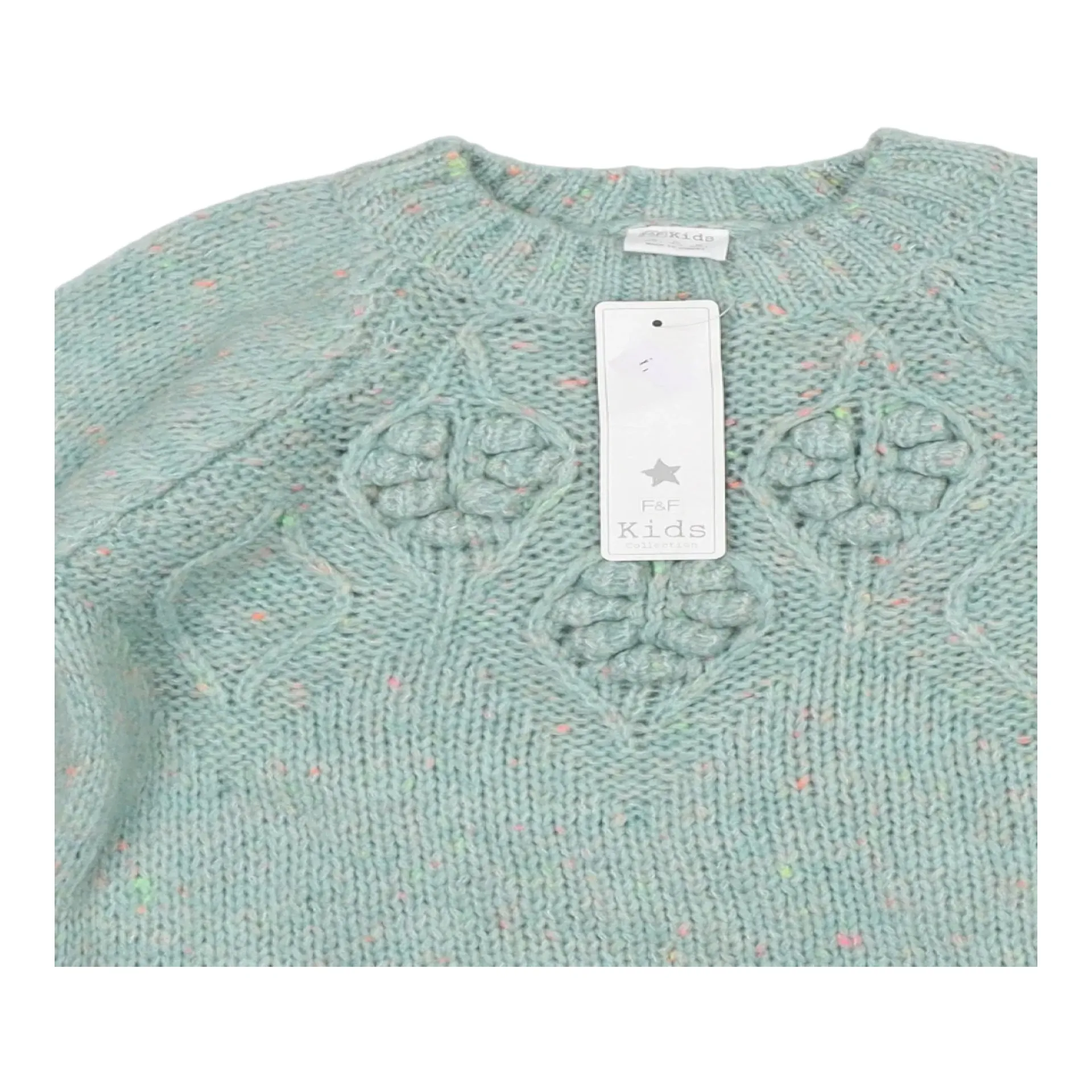 Brand New F&F Girls Seafoam Blue Soft Knit Jumper - Girls 10-11yrs