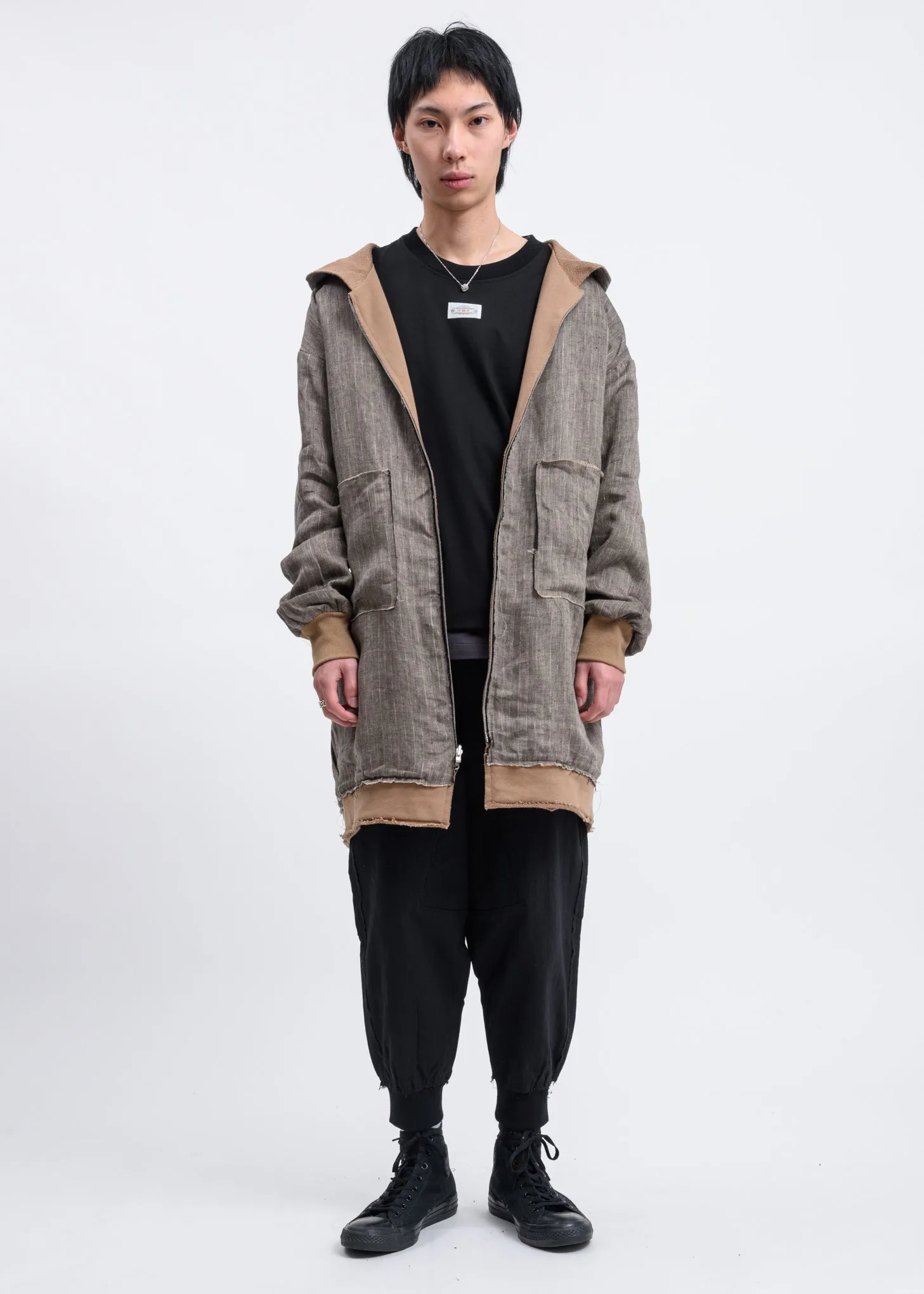 Camel Reversible Long Zip Up Hoodie