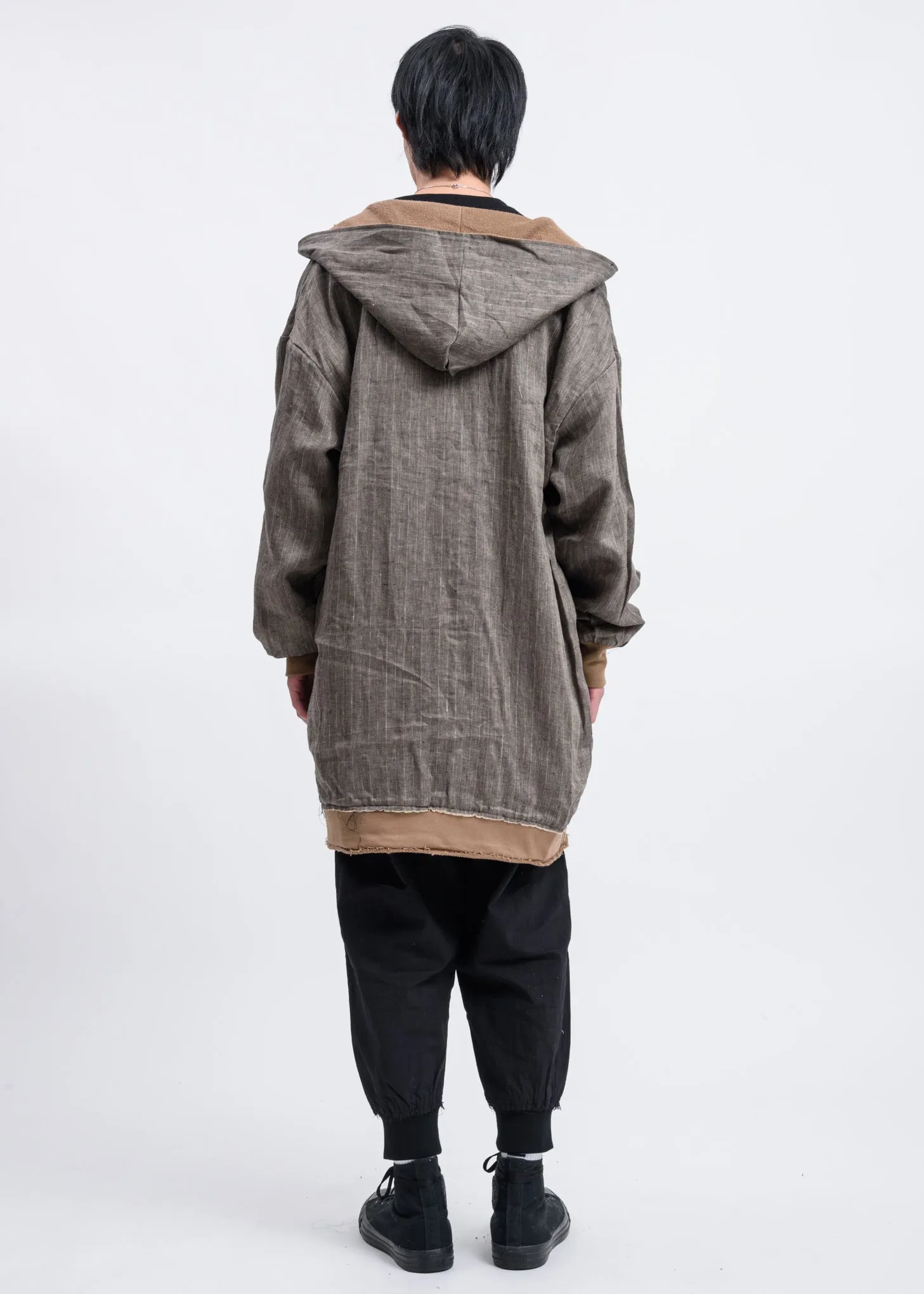 Camel Reversible Long Zip Up Hoodie