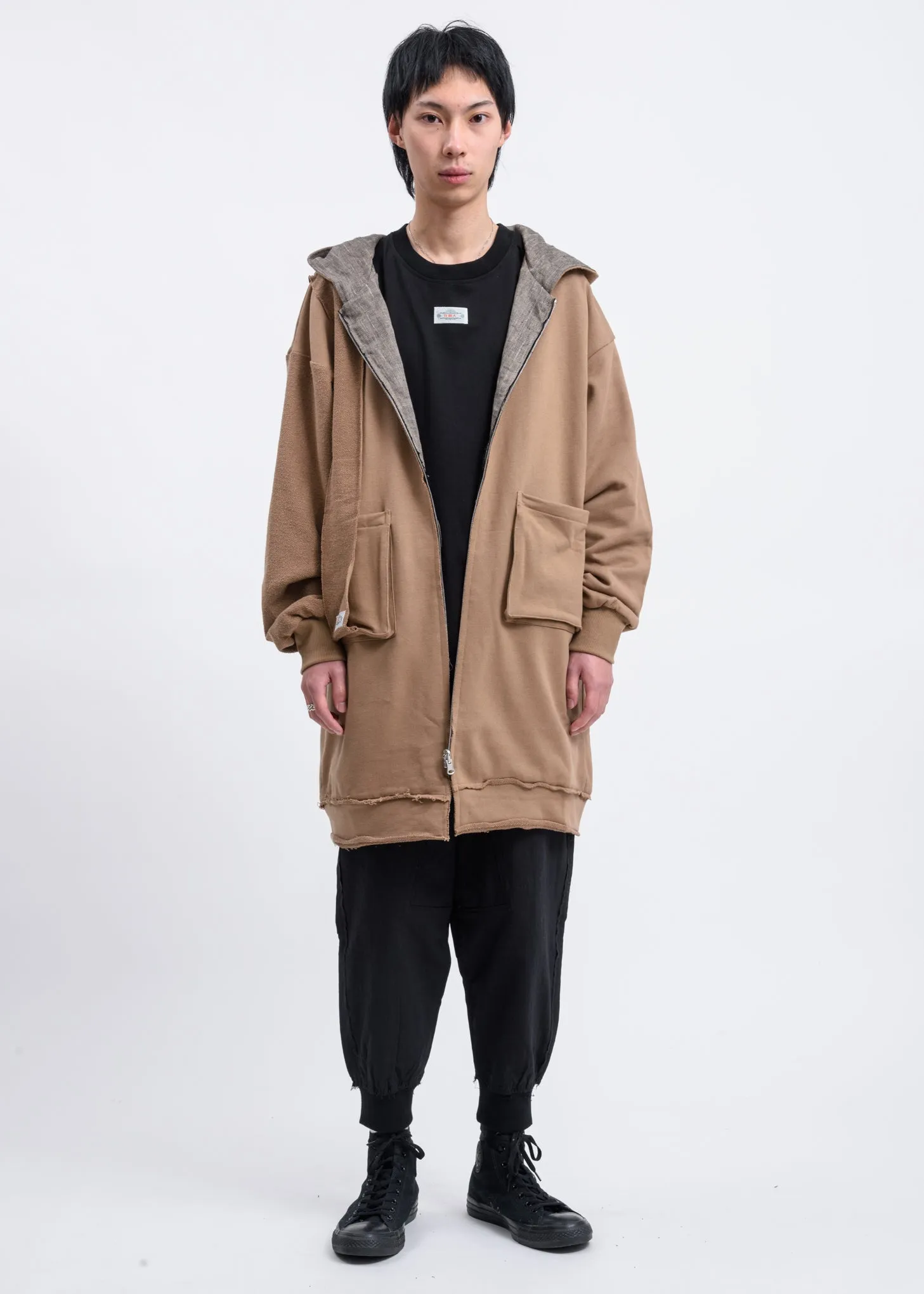 Camel Reversible Long Zip Up Hoodie