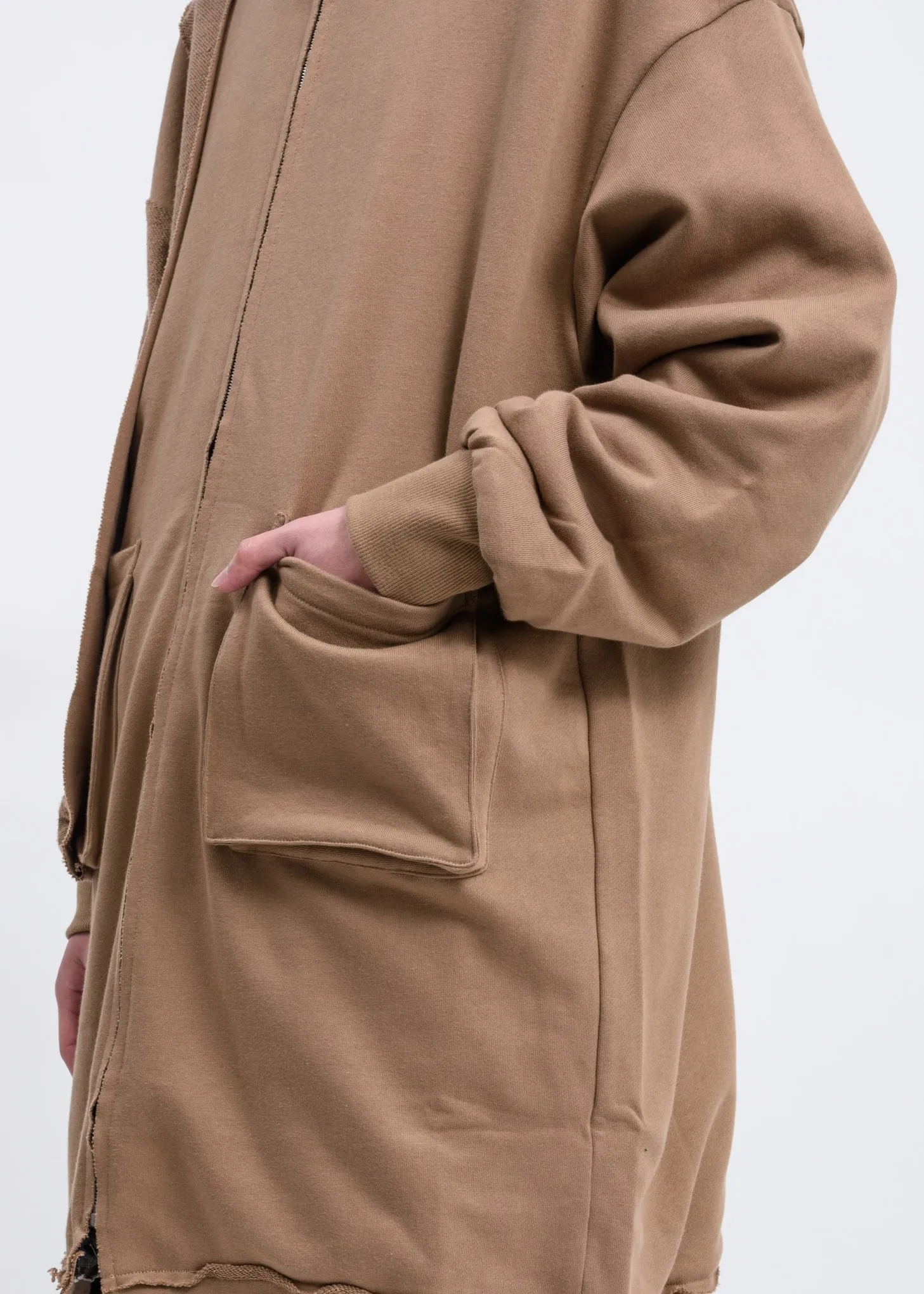 Camel Reversible Long Zip Up Hoodie