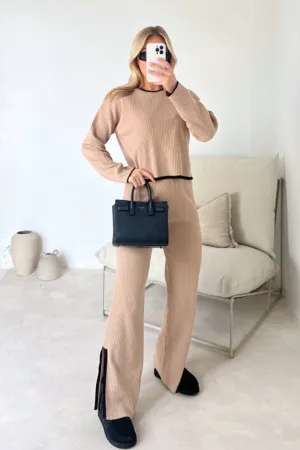 Cassie beige knit jumper and trousers