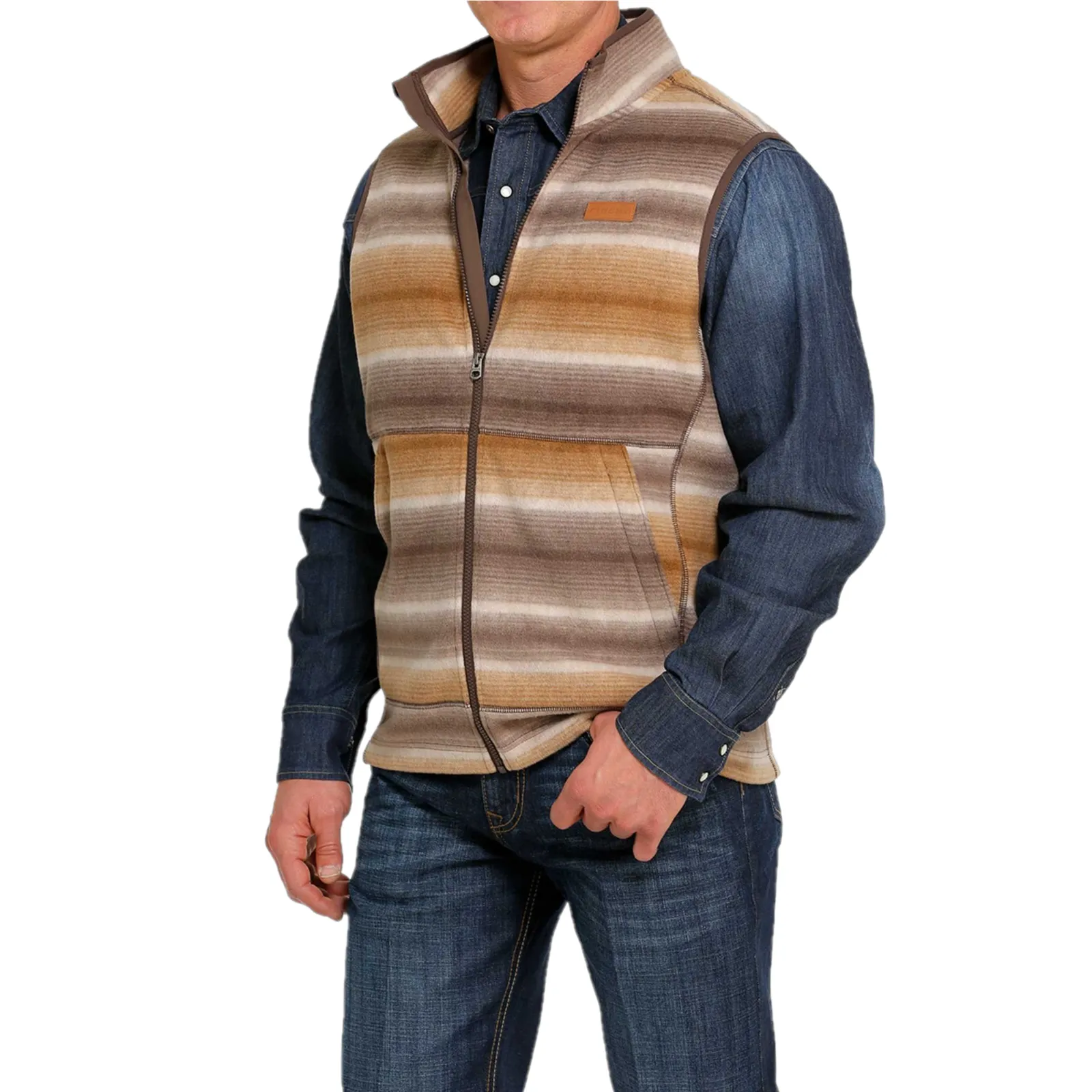 Cinch® Men's Striped Brown Fleece Vest MWV1585001