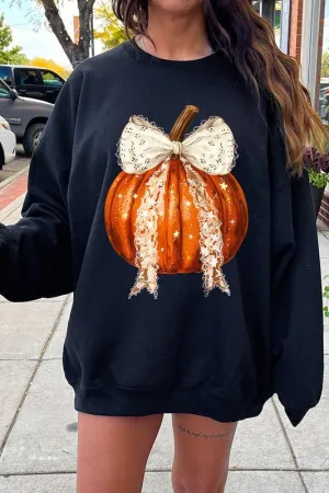 Coquette bow Halloween Pumpkin Fleece Sweatshirts