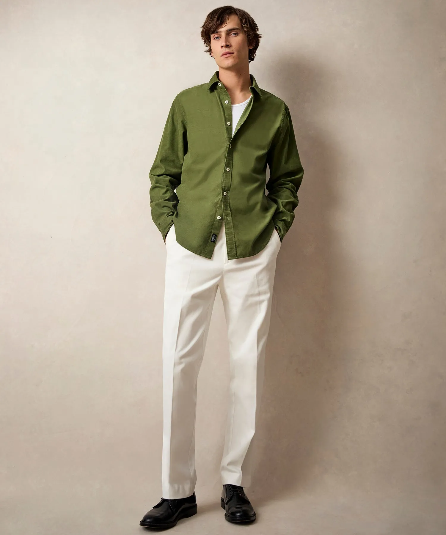 Corduroy Sport Shirt in Green Leaf