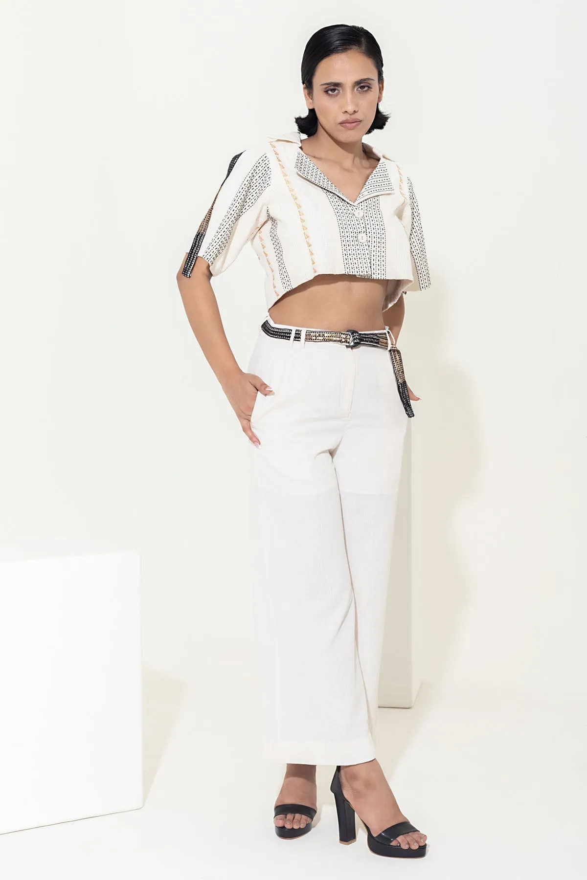 Cotton Ivory Cropped Jacket