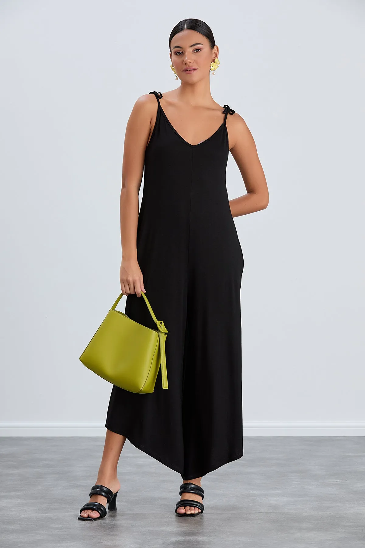 Cozy Loose fit Oversize Wide leg Jumpsuit in Black