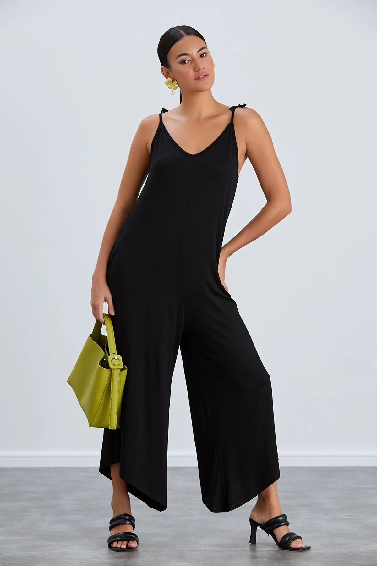 Cozy Loose fit Oversize Wide leg Jumpsuit in Black