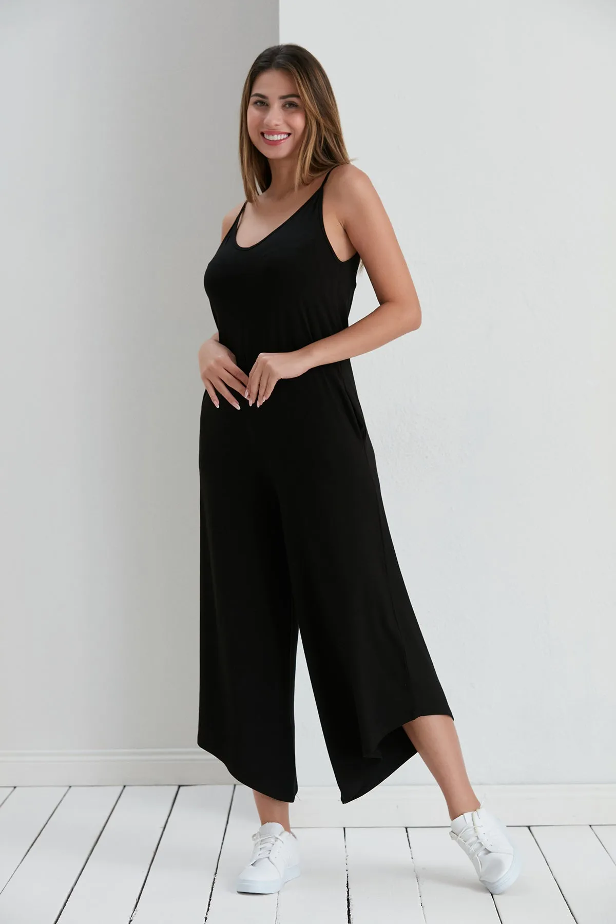 Cozy Loose fit Oversize Wide leg Jumpsuit in Black