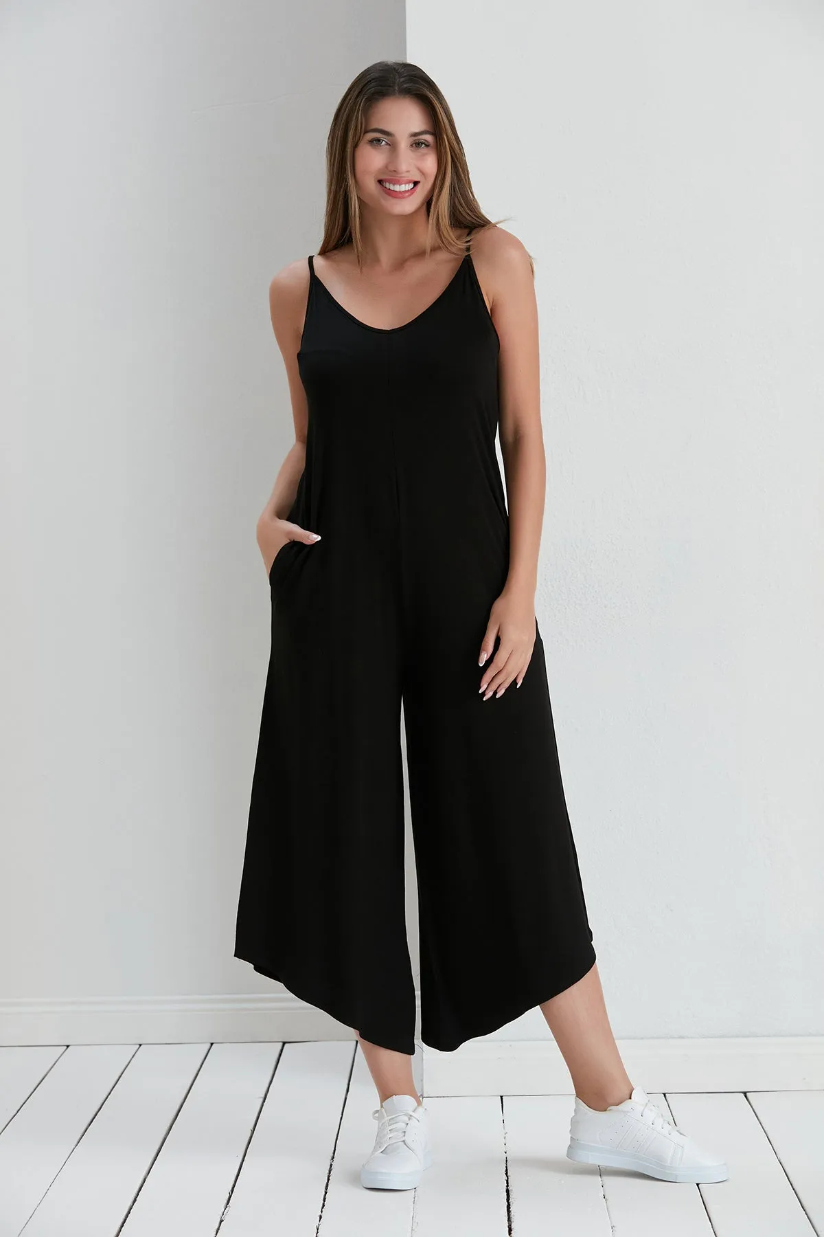 Cozy Loose fit Oversize Wide leg Jumpsuit in Black