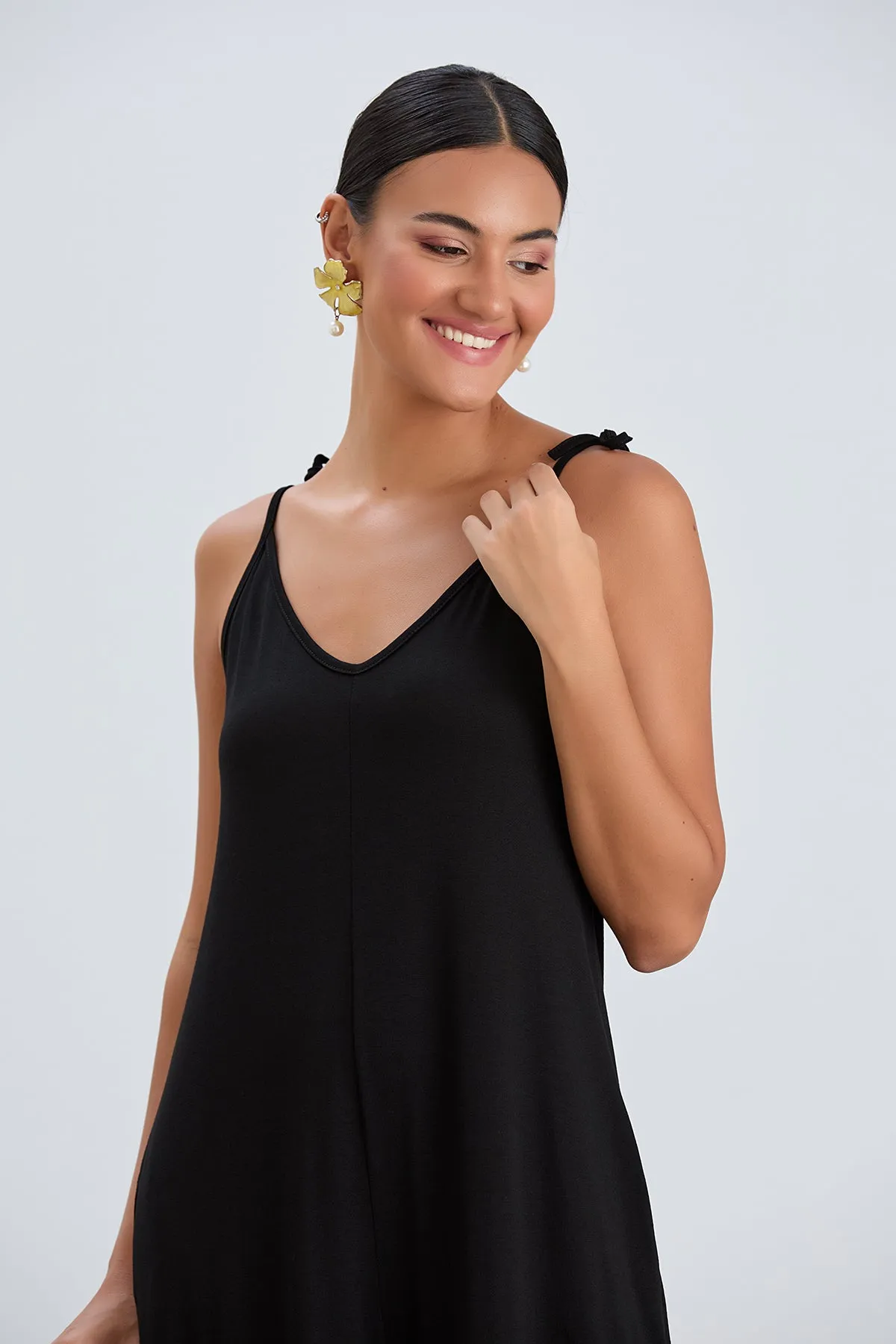 Cozy Loose fit Oversize Wide leg Jumpsuit in Black
