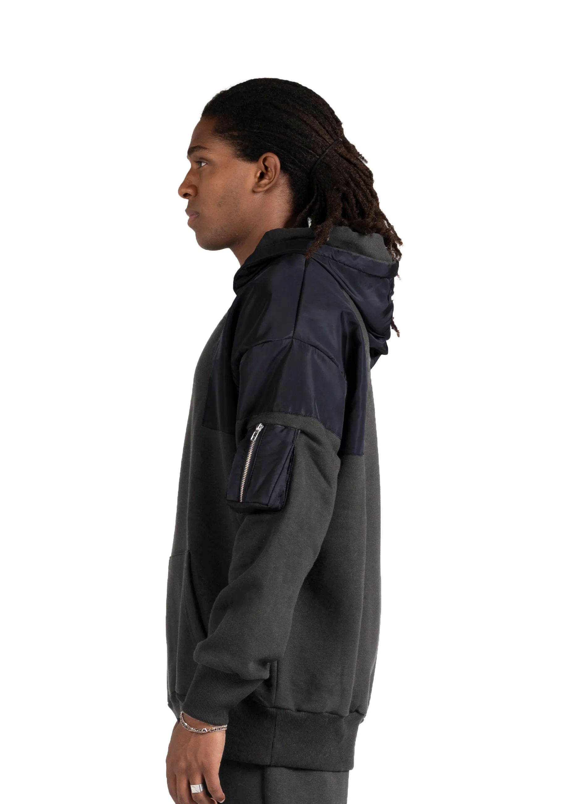 D-Gray  Waterproof Hoodie Zipper pocket .