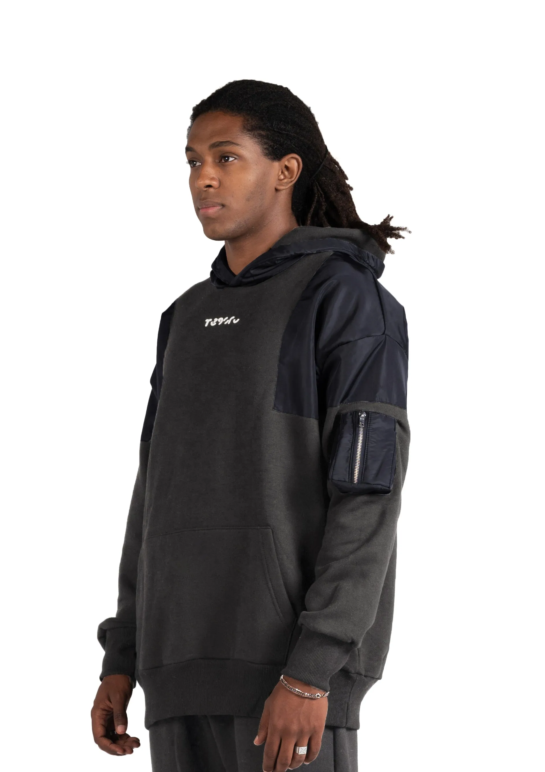 D-Gray  Waterproof Hoodie Zipper pocket .