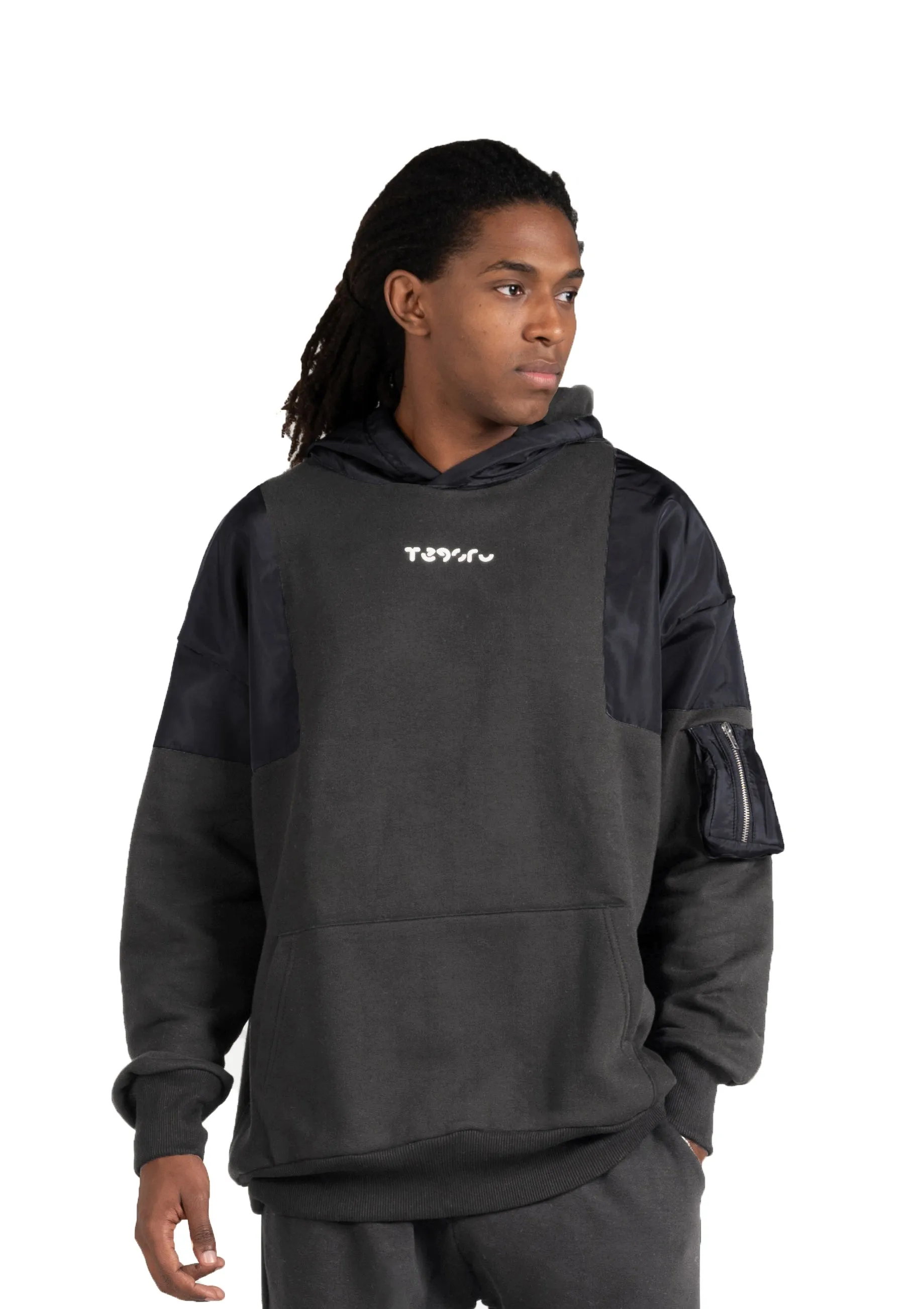 D-Gray  Waterproof Hoodie Zipper pocket .