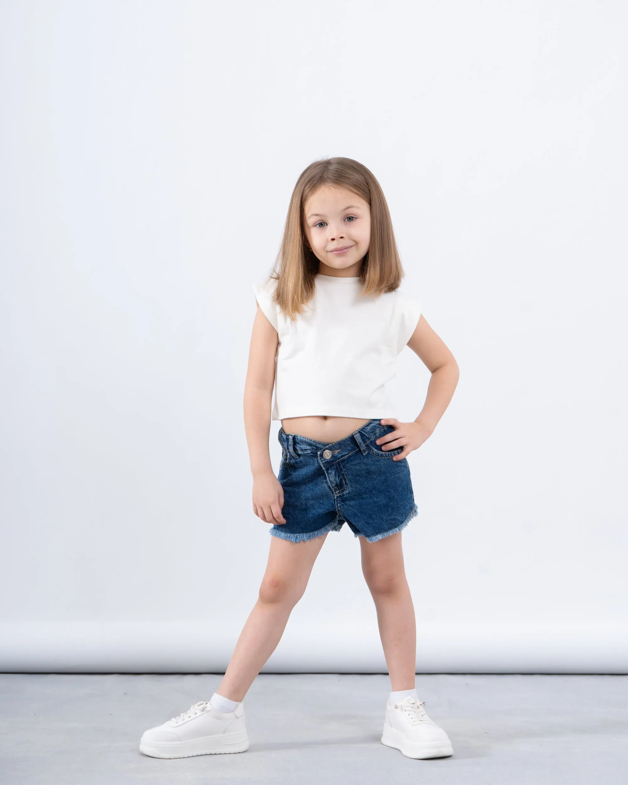 Denim Asymmetric Waist Short