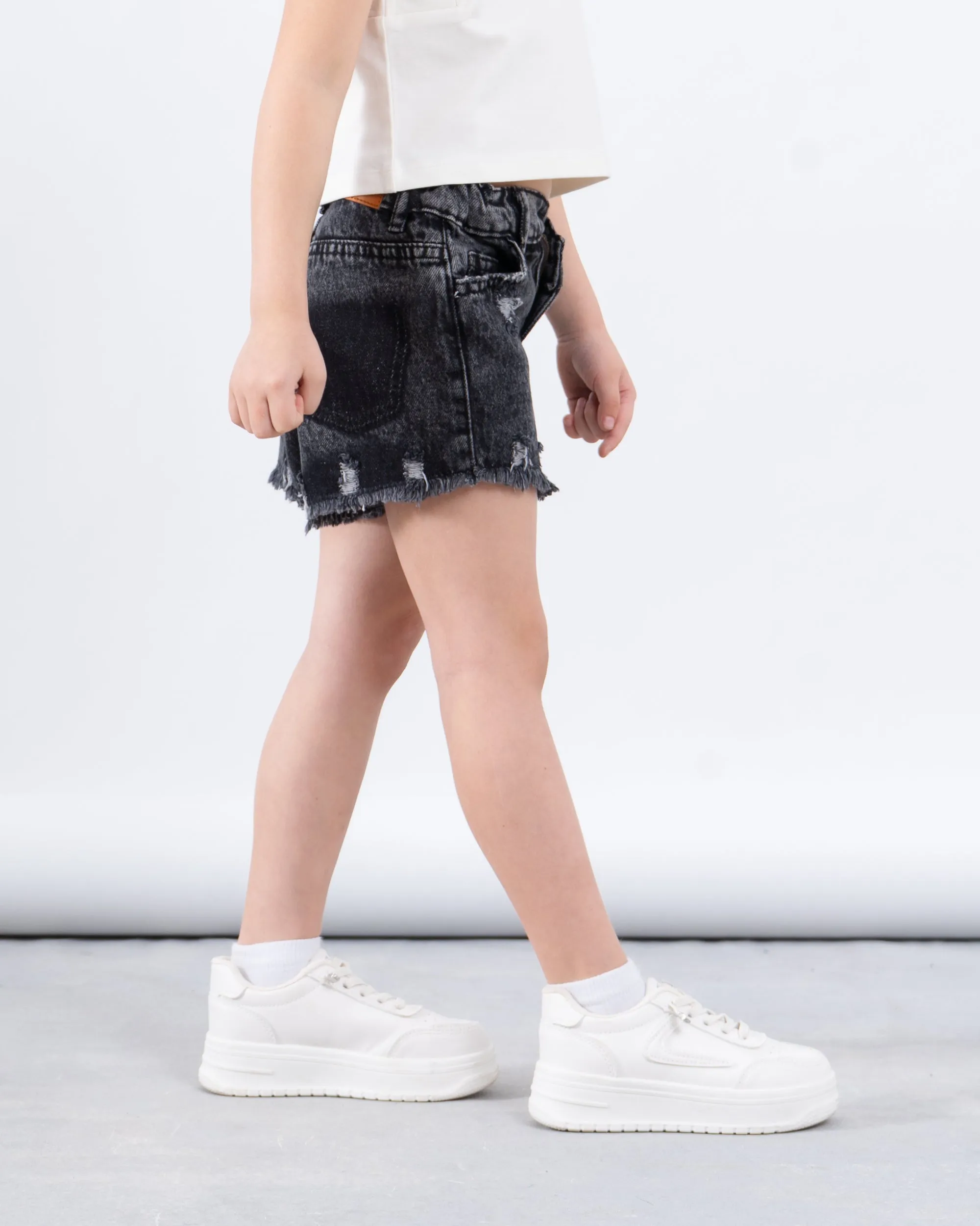 Denim Asymmetric Waist Short