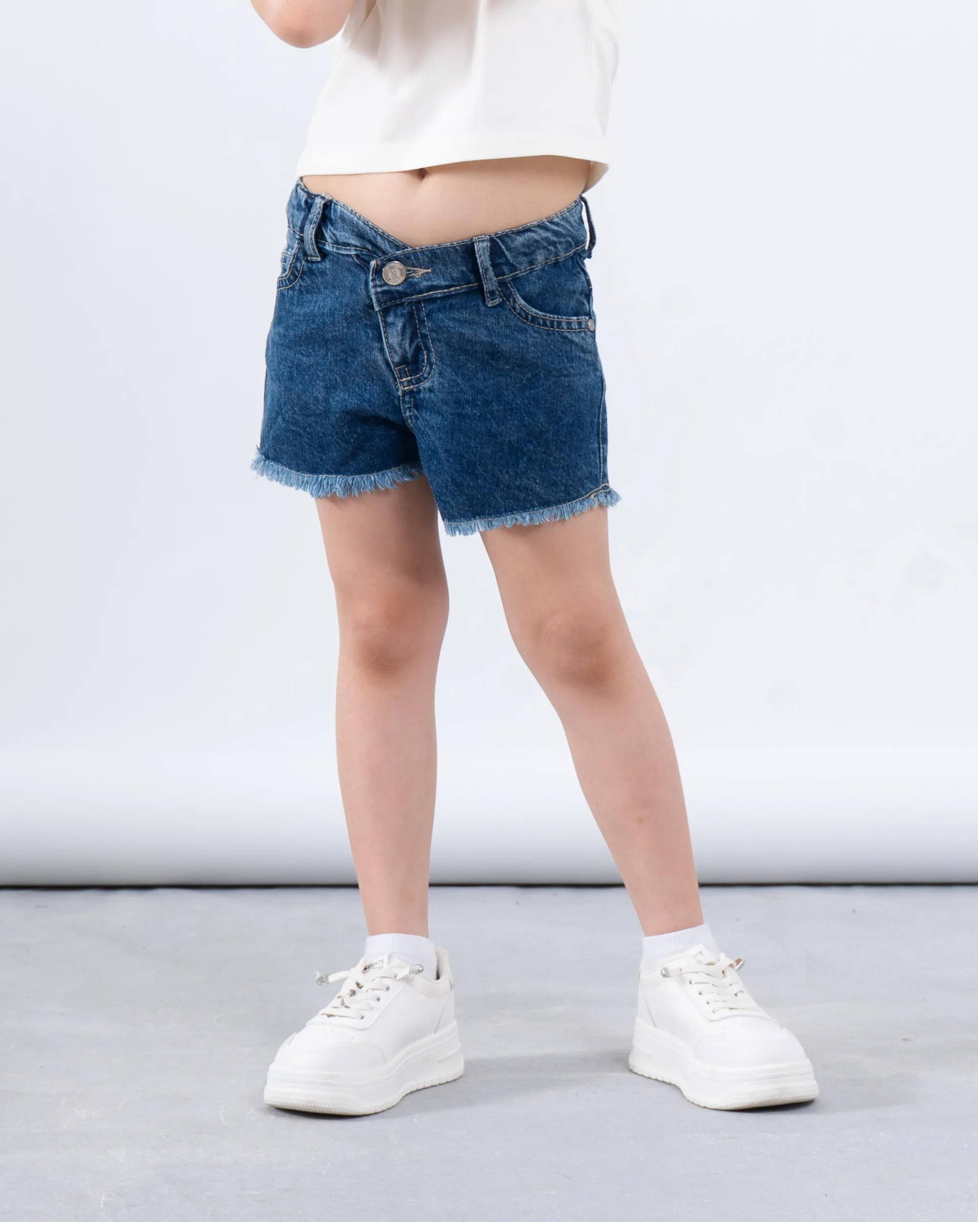 Denim Asymmetric Waist Short