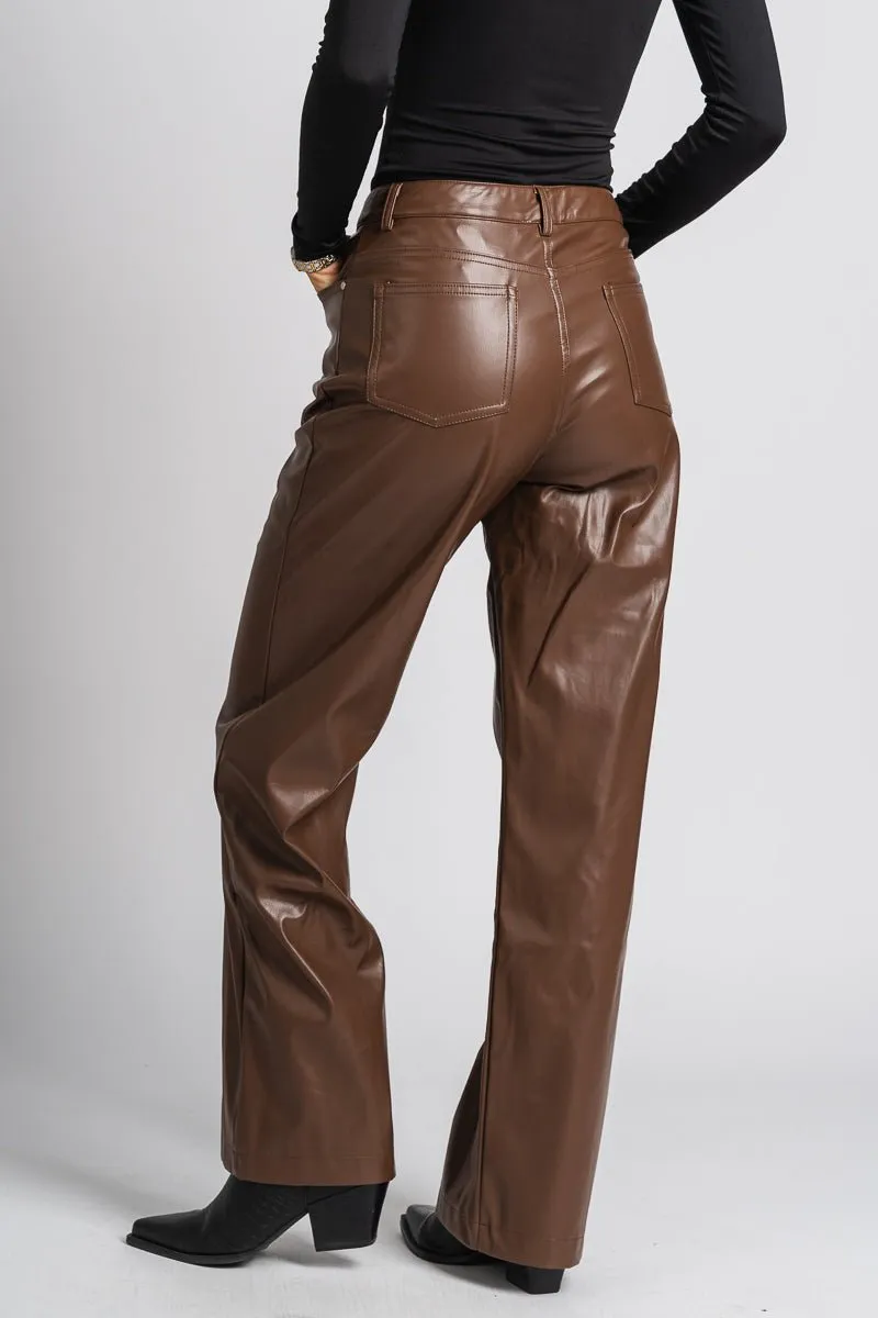 Faux leather pants brown