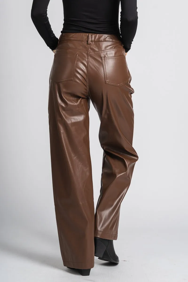 Faux leather pants brown