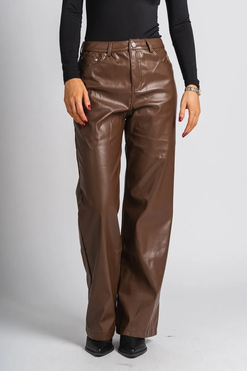 Faux leather pants brown