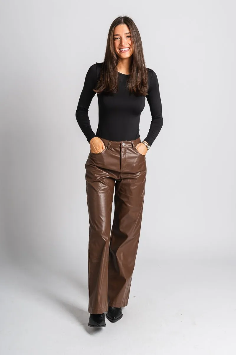 Faux leather pants brown