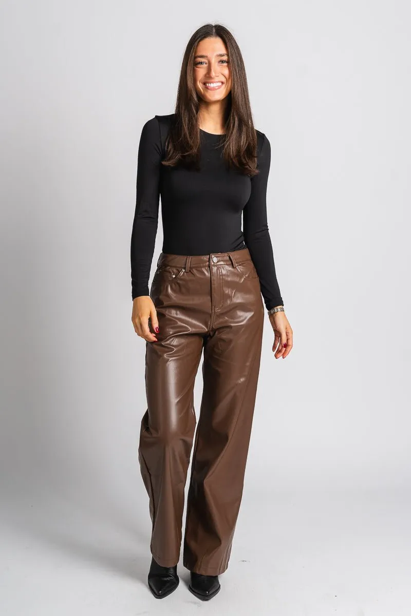 Faux leather pants brown
