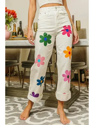 Flower Power Print Straight Leg Pants